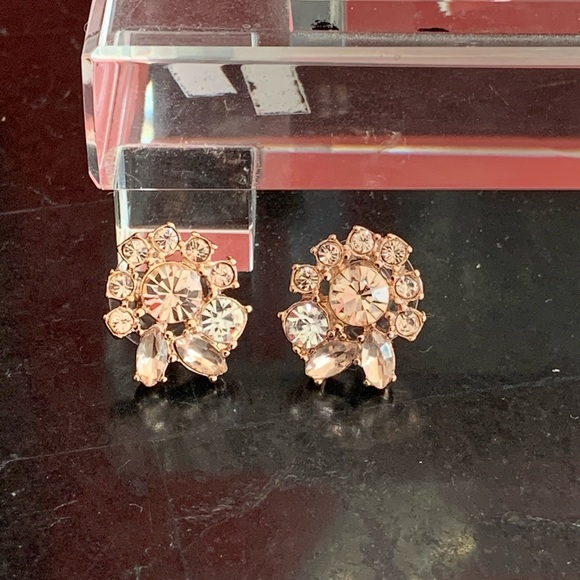 MARCHESA Earrings Rose Gold-tone Crystal Cluster LAST ONE!! - Picture 5 of 6